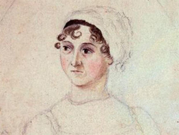 A pencil drawing of British author Jane Austen, c. 1810, by her sister, Cassandra Austen. 