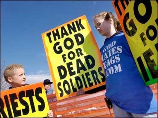 Missouri Residents Block Westboro Baptist Church Protesters at Soldier's Funeral 