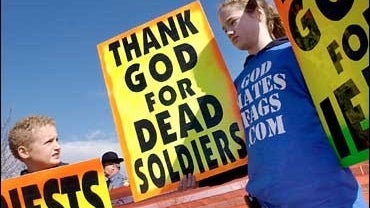 Missouri Residents Block Westboro Baptist Church Protesters at Soldier's Funeral 