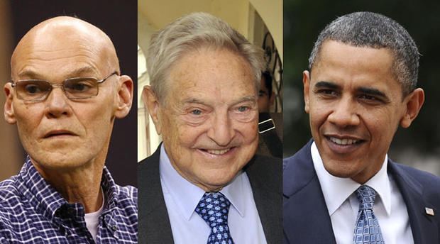 Barack Obama, James Carville, George Soros 