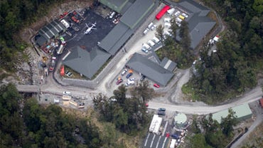 An aerial view shows the Pike River Coal mine near Atarau, the site of an underground explosion, Friday, Nov. 19, 2010, while about 30 people were underground. Five workers, dazed and slightly injured, stumbled to the surface, while more than two dozen ar 