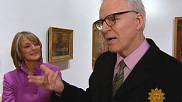 Steve Martin with Rita Braver at the Whitney Museum of American Art in New York. 