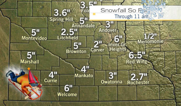 Snow Totals: Southern Minnesota 
