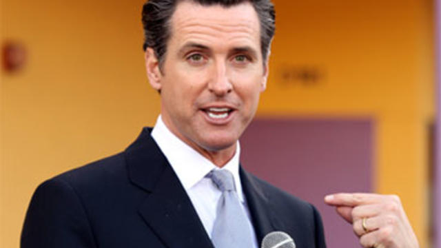 San Francisco mayor and California Lt. Governor-elect Gavin Newsom speaks to reporters after meeting school children at Fairmount Elementary School on November 12, 2010 in San Francisco, California. San Francisco mayor Gavin Newsom announced today that he 