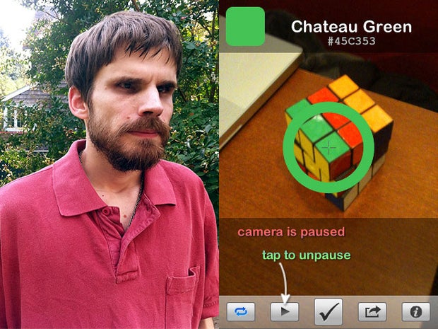 Austin Seraphin is blind. He uses an iPhone app called Color Identifier to describe the colors around him.