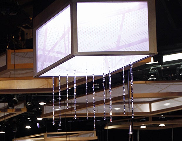 This Jan. 12, 2011 photo shows the stage that will be used for the Golden Globe Awards at the Beverly Hilton Hotel in Beverly Hills, Calif. The Golden Globe awards will air on Sunday, Jan. 16. (AP Photo/Matt Sayles) 