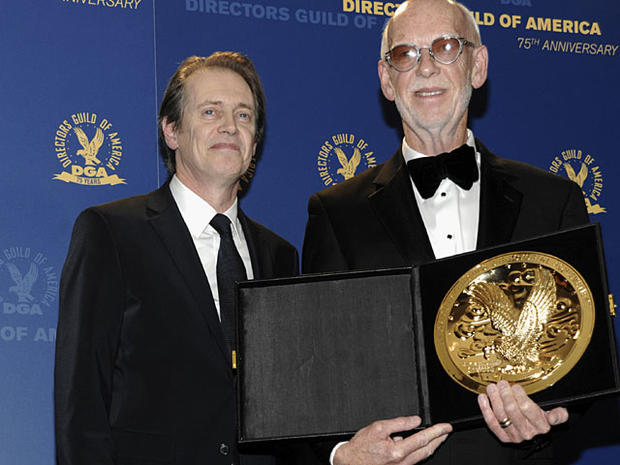 Director and award winner Mick Jackson, right, and actor and award presenter Steve Buscemi pose in the press room at the 63rd Annual Directors Guild of America Awards in Los Angeles on Saturday, Jan. 29, 2011. (AP Photo/Dan Steinberg) 