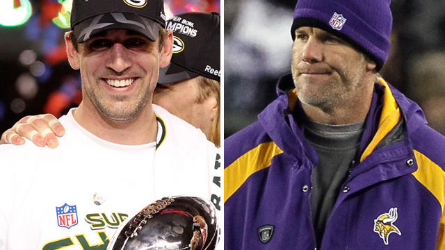 Aaron Rodgers and Bret Favre 