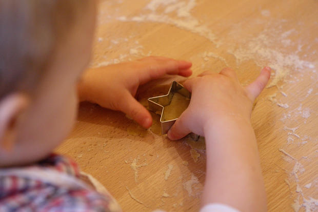 Children Prepare Christmas Cookies, cookie cutter 