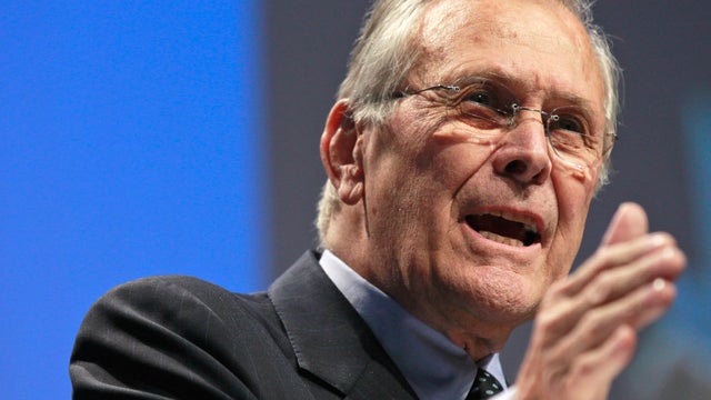 Former Defense Secretary Donald H. Rumsfeld addresses the Conservative Political Action Conference 