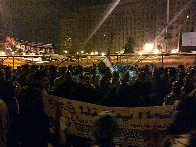 Egyptian anti-government protesters gathered in Tahrir Square 