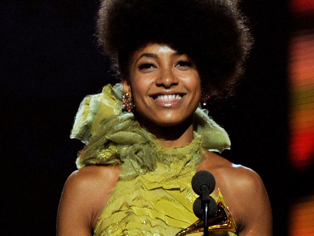 Esperanza Spalding accepts the Best New Artist Award during the 53rd Annual GRAMMY Awards in 2011. 