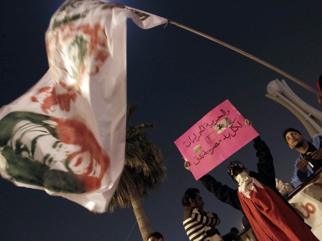 protester holds a signs 