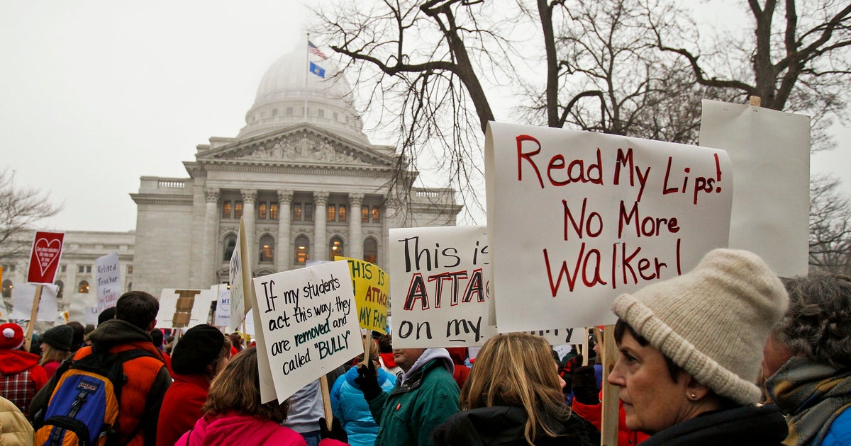 In Wisconsin, thousands protest budget proposal - CBS News