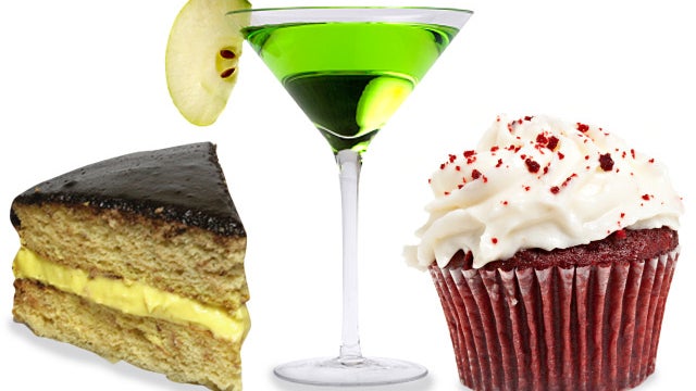 Boston cream pie, apple martini, velvet cupcake 