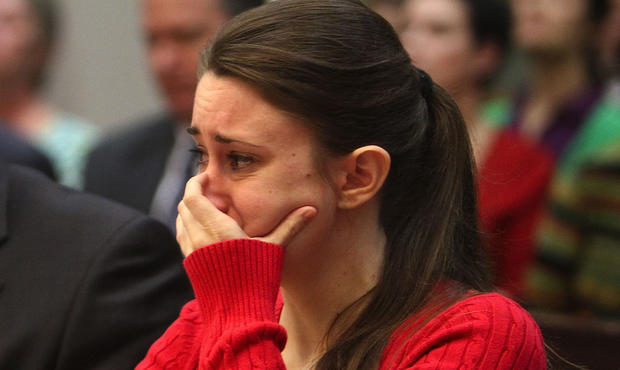 Casey Anthony, 24, cries as her mother, Cindy Anthony, takes the witness stand in a courtroom in Orlando, Fla. on Wednesday, March 2, 2011 