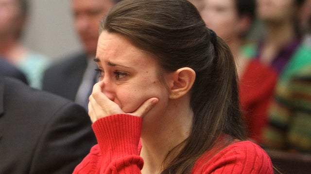 Casey Anthony, 24, cries as her mother, Cindy Anthony, takes the witness stand in a courtroom in Orlando, Fla. on Wednesday, March 2, 2011 