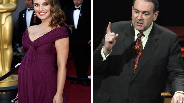 Actress Natalie Portman and Mike Huckabee  