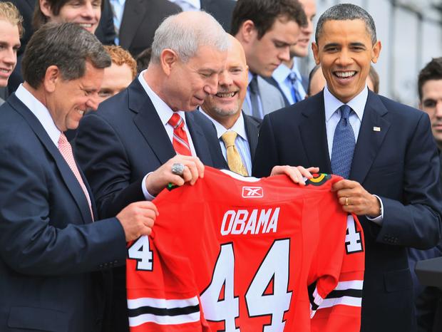 Chicago Blackhawks visit President Barack Obama at the White House 