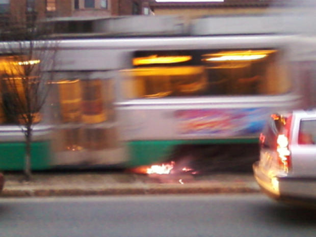 MBTA Train Over Fire 