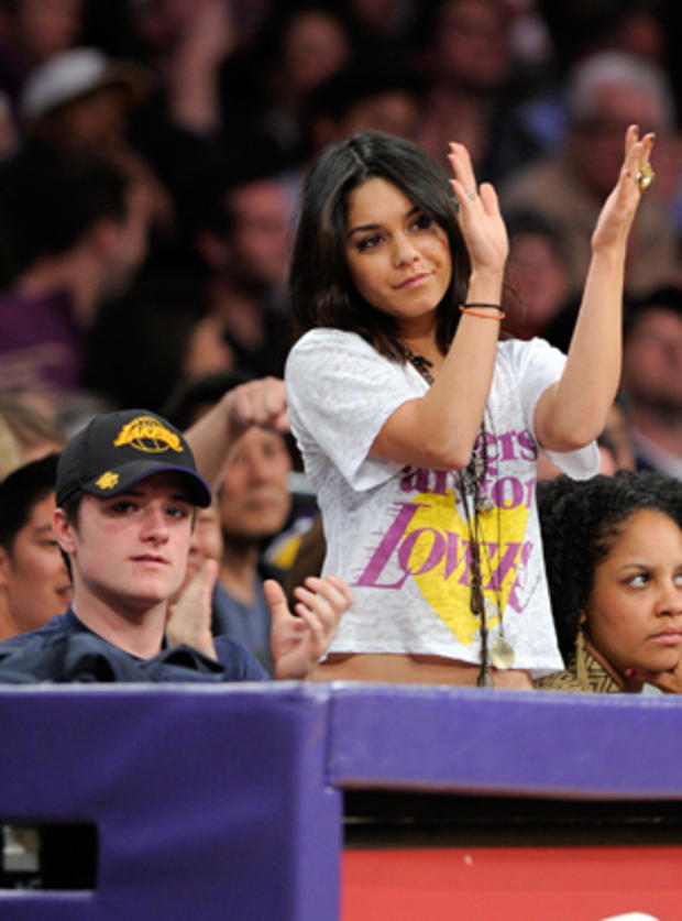  Vanessa Hudgens and Josh Hutcherson at the NBA's game between the Lakers and Hornets. 