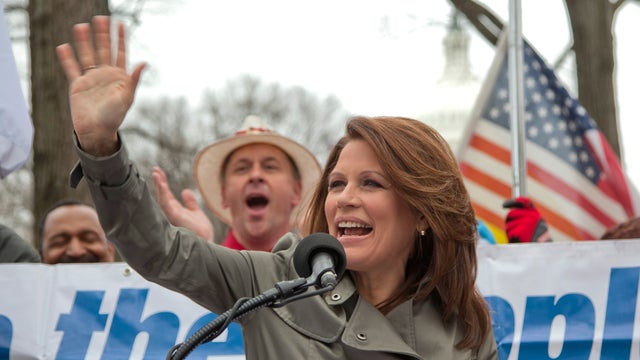 Rep. Michele Bachmann addressing a Tea Party rally on Capitol Hill in Washington in March 