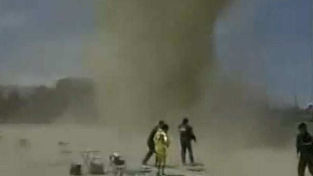 Dust devil hits Japanese soccer game 