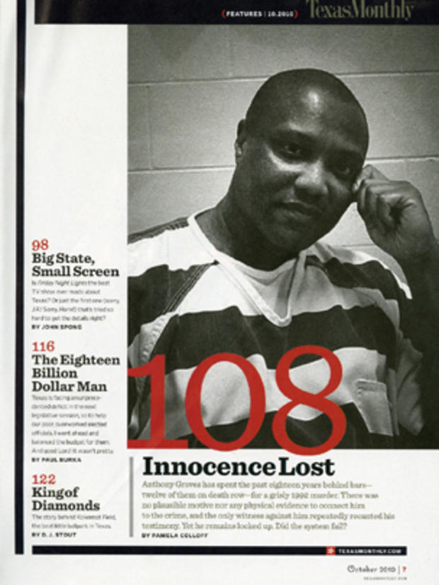 In fall 2010, reporter Pamela Colloff's investigation of the Anthony Graves case yielded one of the longest articles in the history of Texas Monthly Magazine.  