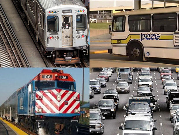 CTA Train, Pace Bus, Metra Train, Expressway Traffic 