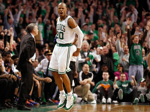 Boston Celtics' Ray Allen celebrates 