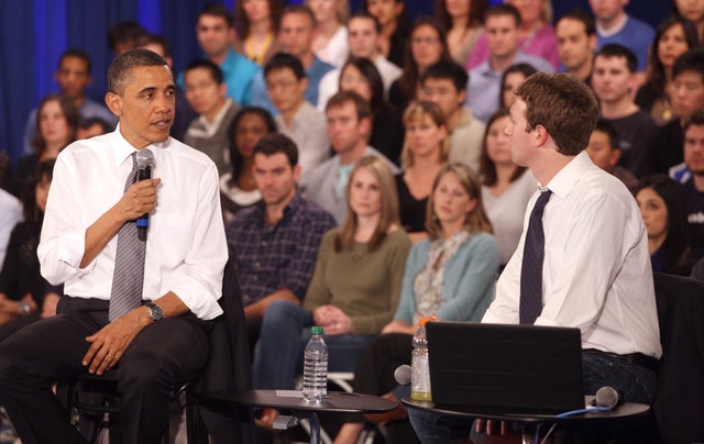 President Obama and Facebook chief executive Mark Zuckerberg hold town hall in Palo Alto.