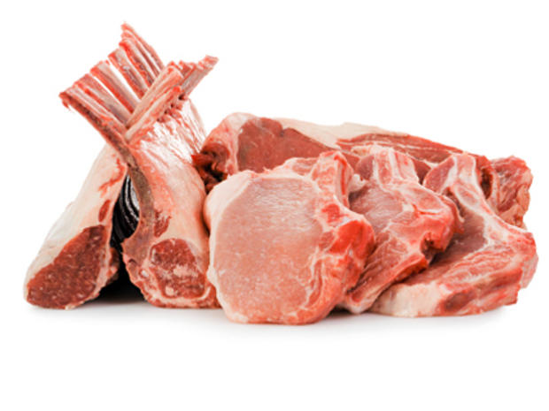 rib eye beef steaks and rack of lambs 