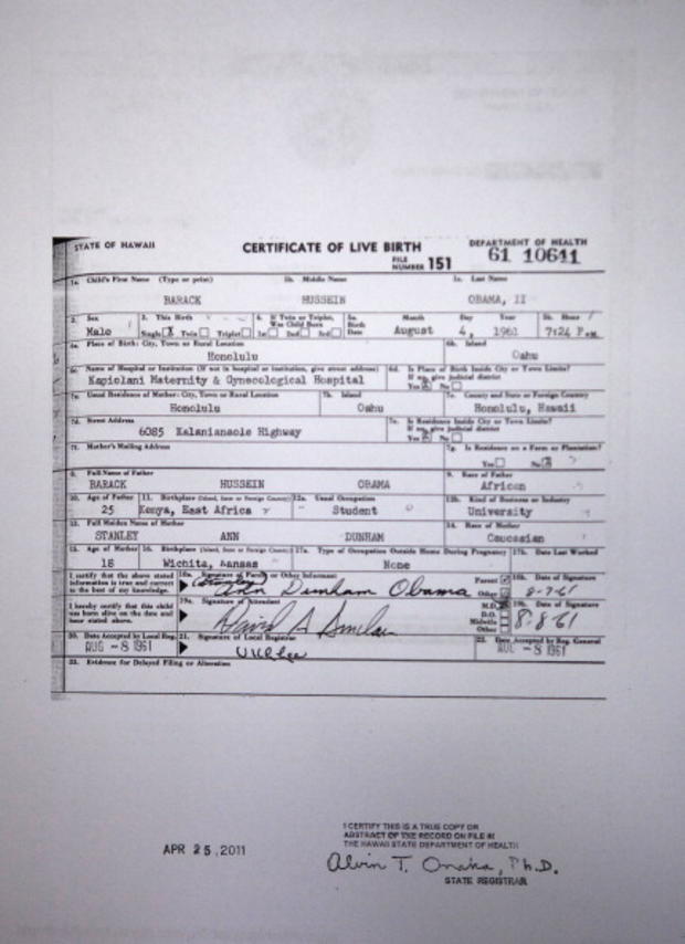 Obama Releases Original Birth Certificate 