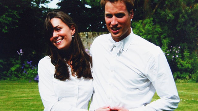 Prince William and Kate Middleton pose together following their graduation from St. Andrews University, Scotland, on June 23, 2005. 