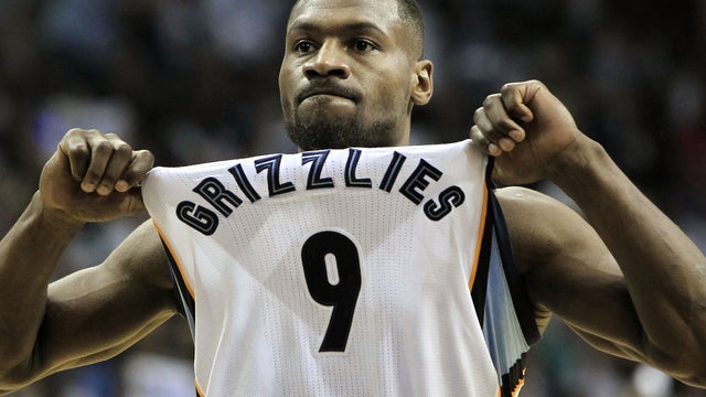 Tony Allen celebrates in the closing seconds 