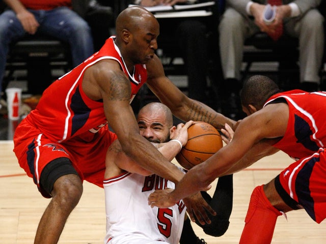 Carlos Booze falls to the court 