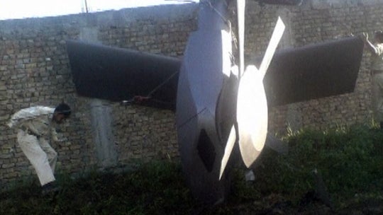 This image obtained by Reuters shows the helicopter that crashed within the compound and was later destroyed by U.S. forces before they left the compound 