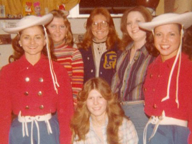 Lisa Stone, seated, and Tina Wiley, far right, in October 1977. 