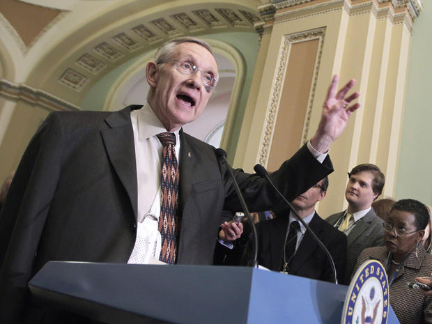 Sen. Harry Reid addresses reporters on Capitol Hill 