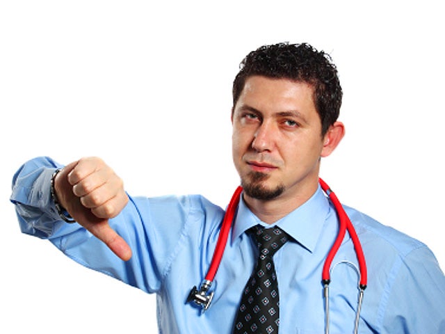 doctor, physician, thumbs down, medical, health, disease, stock, 4x3 