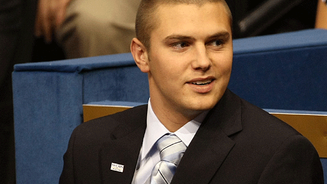 Track Palin sits at  the Republican National Convention In Minneapolis on Sept. 3, 2008, when his mother  was nominated for vice president. 
