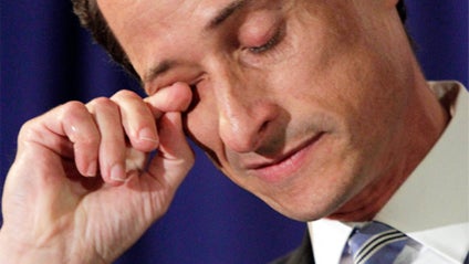 U.S. Congressman Anthony Weiner, D-NY, wipes his eye during a news conference in New York, Monday, June 6, 2011. After days of denials, a choked-up New York Democratic Rep. Anthony Weiner confessed Monday that he tweeted a bulging-underpants photo of hims 