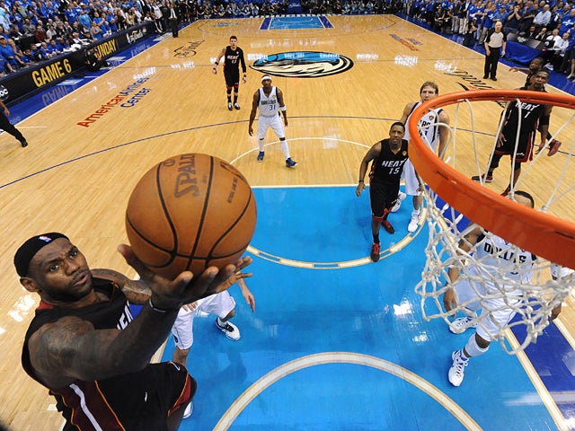 LeBron James goes up for a shot 