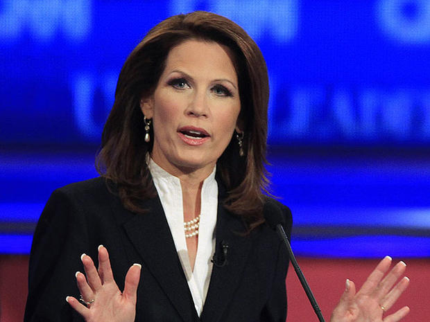 Rep. Michele Bachmann, R-Minn., answers a question during the first New Hampshire Republican presidential debate at St. Anselm College in Manchester, N.H., June 13, 2011. 