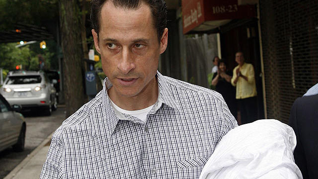 Rep. Anthony Weiner, D-N.Y., carries his laundry to a laundromat near his home in the Queens borough of New York, June 11, 2011.  