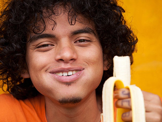eating, banana, boy, electrolyte, potassium, afro, stock, 4x3 