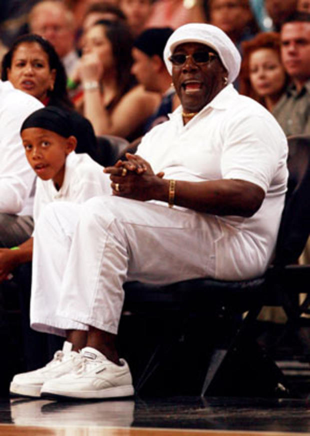 Clarence Clemons of The E Street Band watches the Miami Heat take on the Toronto Raptors at American Airlines Arena on April 3, 2007 