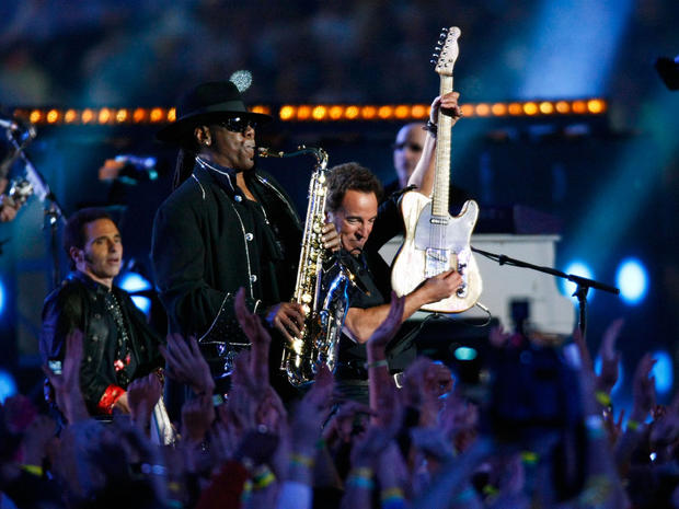 Clarence Clemons and Bruce Springsteen of the E Street Band perform at the Bridgestone halftime show during Super Bowl XLIII between the Arizona Cardinals and the Pittsburgh Steelers on Feb. 1, 2009. 