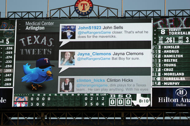 Twitter on scoreboard 