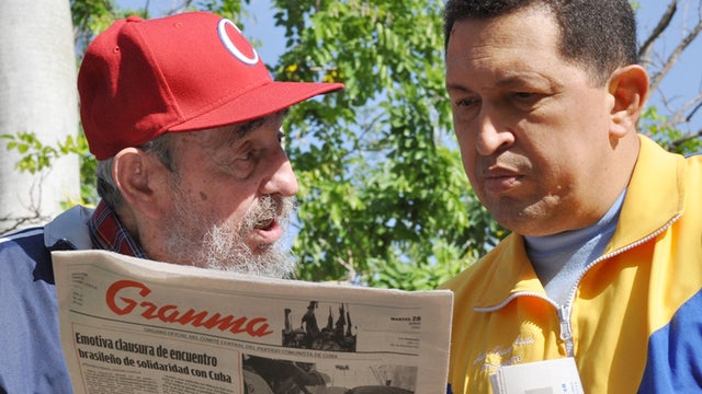 Hugo Chavez and Fidel Castro 